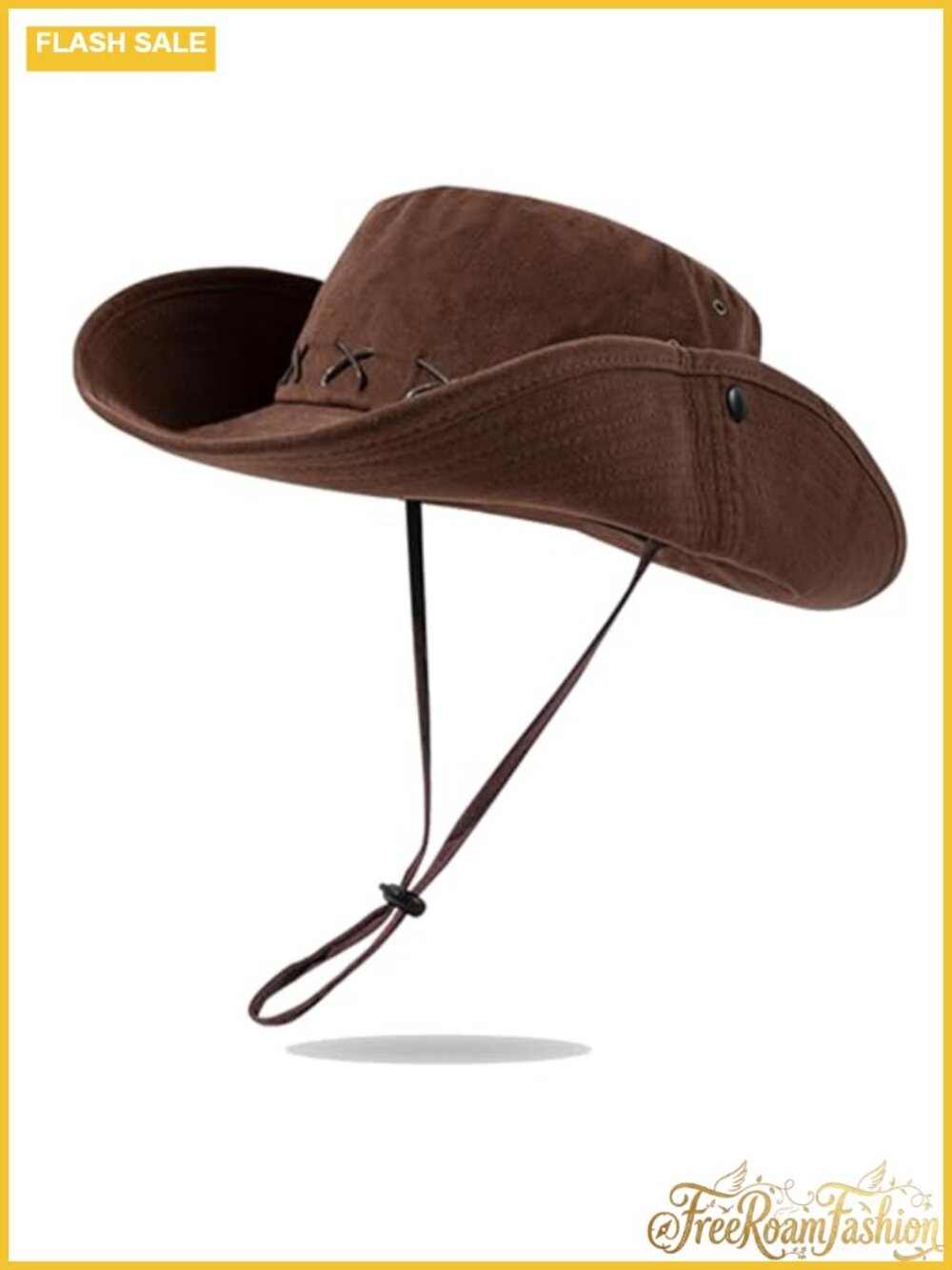 Western Men Safari Sun Hat Fishing Hiking Wide Brim Cowboy Hat 2 Ways to Wear